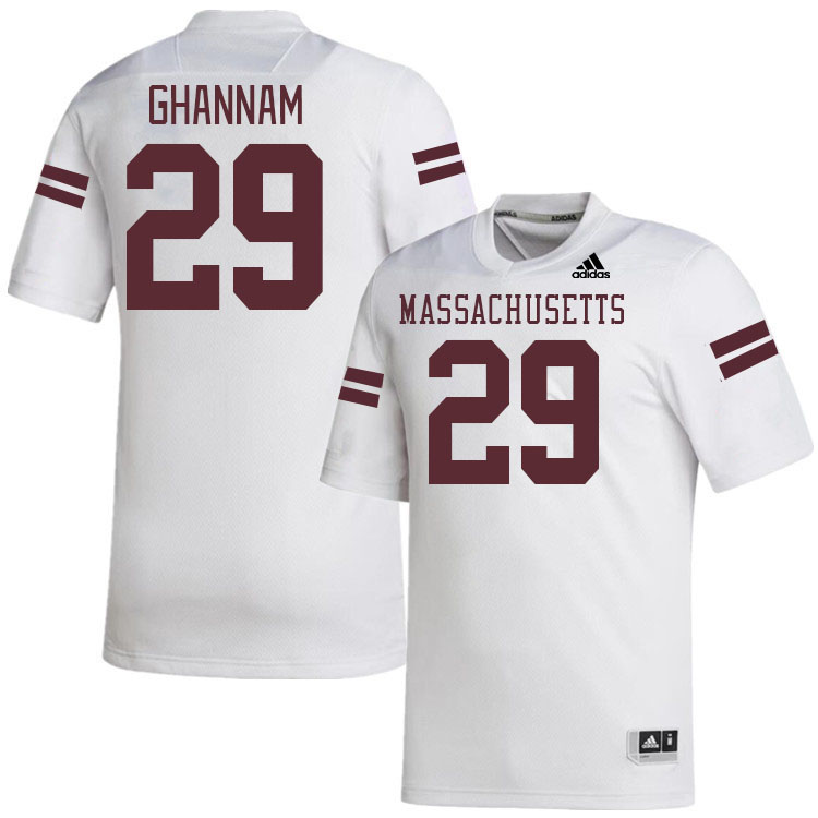 Massachusetts Minutemen #29 Caden Ghannam College Football Jerseys Stitched-White